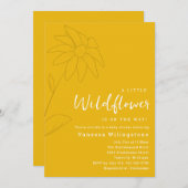 Minimalistisch-Gelb-Kleine Wildblume Einladung (Vorne/Hinten)