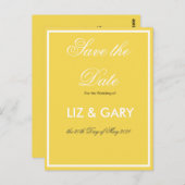 Minimalistisch Gelb-Save the Date Postkarte (Vorne/Hinten)