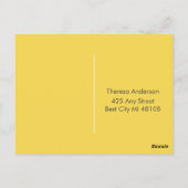 Minimalistisch Gelb-Save the Date Postkarte (Rückseite)