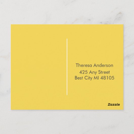 Minimalistisch Gelb-Save the Date Postkarte (Rückseite)