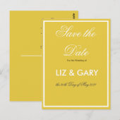 Minimalistisch Gelb-Save the Date Postkarte (Vorne/Hinten)