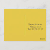Minimalistisch Gelb-Save the Date Postkarte (Rückseite)
