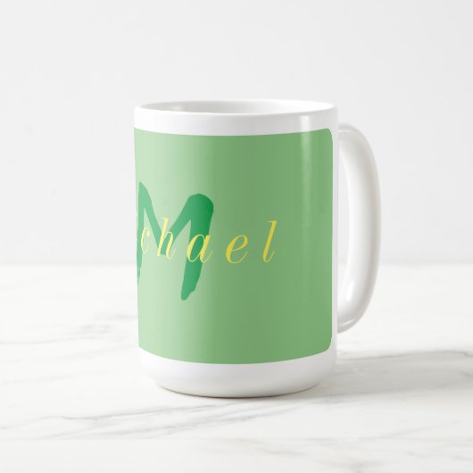 Minimalistisch Gelb und Grün Kaffeetasse (VorderseiteRechts)
