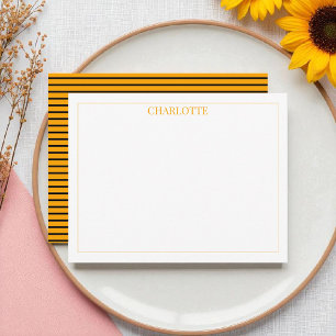 Minimalistisch Gelb und Schwarz Streifen Klassisch Mitteilungskarte