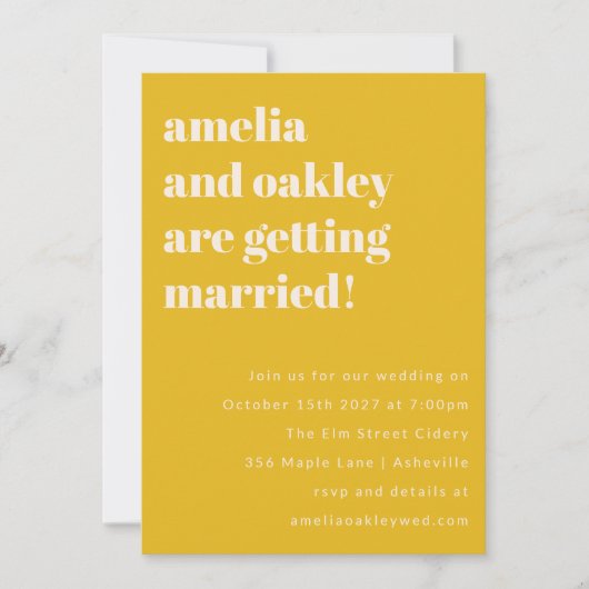 Minimalistisch-Gelbe Retro-Website für einfache Ho Einladung (Vorderseite)