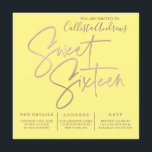 Minimalistisch Gelbe Rose Gold Typografie Sweet 16 Einladung<br><div class="desc">Dies ist eine elegante und elegante Wahl für die 16 . Geburtstag Geburtstagsfeier Ihrer Tochter. Es zeigt Imitate gedruckte Rose Gold benutzerdefinierte Typografie auf einem einfachen sonnengelben Hintergrund. Es ist ein modernes, einzigartiges und mädchenhaftes Design, das das Geburtstagsmädchen und ihre Gäste begeistern wird. Diese minimale und schicke Einladung strahlt Stil...</div>
