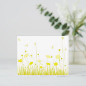 Minimalistisch Gelbe und weiße Pfoten Wiesenblume Postkarte (Stehend Vorderseite)