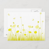 Minimalistisch Gelbe und weiße Pfoten Wiesenblume Postkarte (Vorne/Hinten)