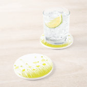 Minimalistisch Gelbe und weiße Pfoten Wiesenblume Sandstein Untersetzer (Seite)