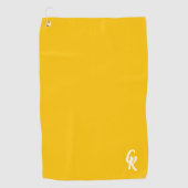 Minimalistisch Gelbes Golfhandtuch mit Monogramm (Vorderseite)