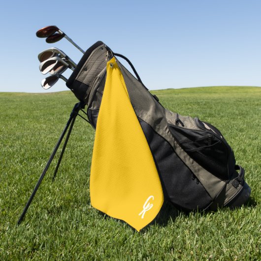Minimalistisch Gelbes Golfhandtuch mit Monogramm (Gras)