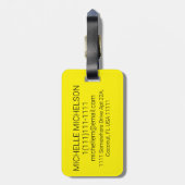 Minimalistisch-gelbes Mit Monogramm Gepäckstück Gepäckanhänger (Rückseite vertikal)