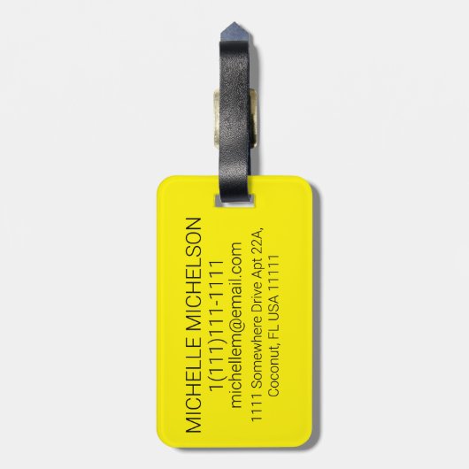 Minimalistisch-gelbes Mit Monogramm Gepäckstück Gepäckanhänger (Rückseite vertikal)