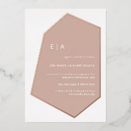 Minimalistisch Geo Gem Dusty Pink Wedding Rose Gol Folieneinladung