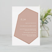 Minimalistisch Geo Gem Dusty Pink Wedding Rose Gol Folieneinladung (Stehend vorne)