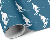 Minimalistisch Geometric Skiers Winter Blue White Geschenkpapier (Rolleneckpunkt)