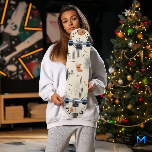 Minimalistisch Geometrie mit Terracotta und Schwar Skateboard