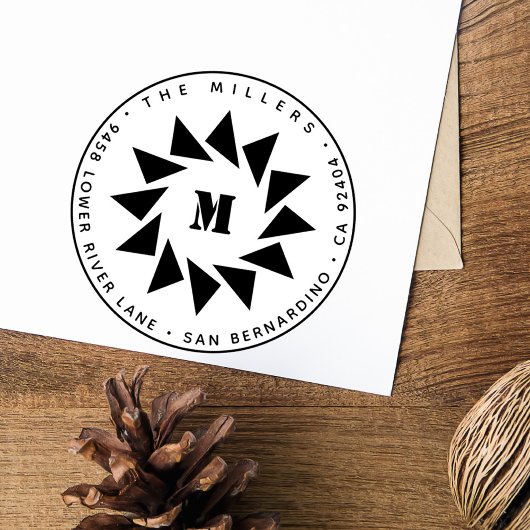 Minimalistisch Geometrische Sun Monogram-Rücksende Permastempel