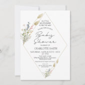 Minimalistisch geometrische Wildblume Kinderdusche Einladung (Vorderseite)