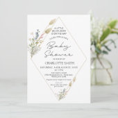 Minimalistisch geometrische Wildblume Kinderdusche Einladung (Stehend Vorderseite)