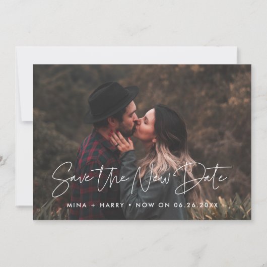 Minimalistisch Gerettet das neue Datum Hochzeit Up Ankündigung (Vorderseite)