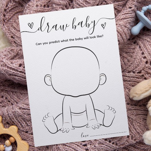 Minimalistisch Gezeichnet Baby Shower Game Card Einladung