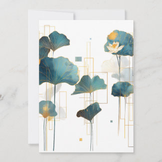 Minimalistisch Ginkgo Lotus Zen Line Feiertagskarte