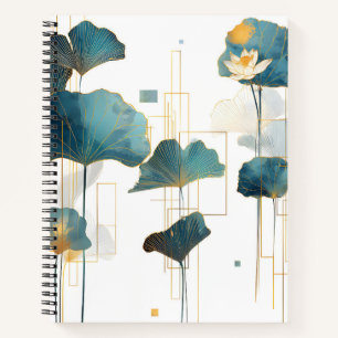 Minimalistisch Ginkgo Lotus Zen Line Notizblock