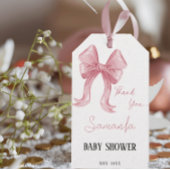 Minimalistisch Girl Bow Pink Baby Dusche Danke Geschenkanhänger