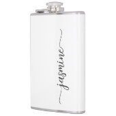 Minimalistisch Girl White Monogram Name Script Flachmann (Links)