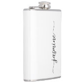 Minimalistisch Girl White Monogram Name Script Flachmann (Rechts)