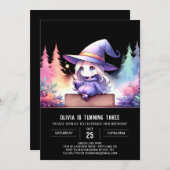 Minimalistisch Girl Wizard Geburtstag Einladung (Vorne/Hinten)
