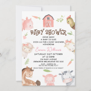 Minimalistisch Girls Farm Themed Baby Dusche Einladung