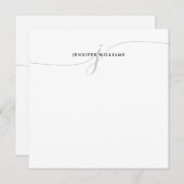 Minimalistisch Girly Black Grey Script Monogram Mitteilungskarte (Vorne/Hinten)