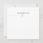 Minimalistisch Girly Black Grey Script Monogram Mitteilungskarte (Vorderseite)