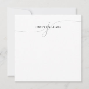 Minimalistisch Girly Black Grey Script Monogram Mitteilungskarte