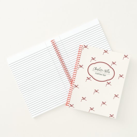 Minimalistisch Girly Coquette Bow Spiral Notizblock (Innenseite)