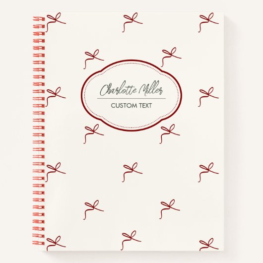 Minimalistisch Girly Coquette Bow Spiral Notizblock (Vorderseite)