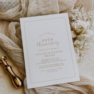 Minimalistisch Gold 50. Hochzeitstag Einladung