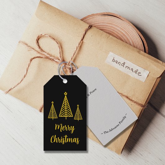 Minimalistisch Gold Black Frohe Weihnachten Geschenkanhänger