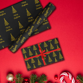 Minimalistisch Gold Black Frohe Weihnachten Geschenkpapier Set