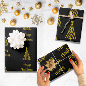 Minimalistisch Gold Black Frohe Weihnachten Geschenkpapier Set
