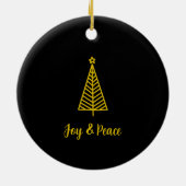 Minimalistisch Gold Black Frohe Weihnachten Keramik Ornament (Hinten)