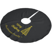 Minimalistisch Gold Black Frohe Weihnachten Polyester Weihnachtsbaumdecke (Schrägansicht)