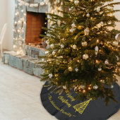 Minimalistisch Gold Black Frohe Weihnachten Polyester Weihnachtsbaumdecke