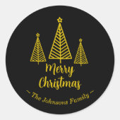 Minimalistisch Gold Black Frohe Weihnachten Runder Aufkleber (Vorderseite)