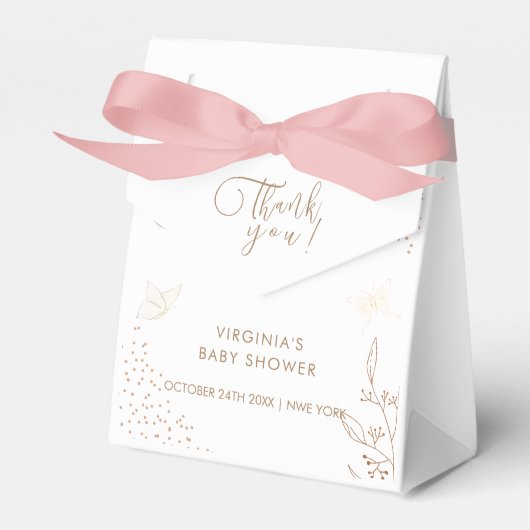 Minimalistisch Gold Blätter Butterfly Baby Dusche Geschenkschachtel (Vorderseite)