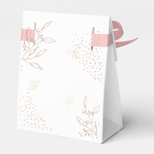 Minimalistisch Gold Blätter Butterfly Baby Dusche Geschenkschachtel (Rückseite)