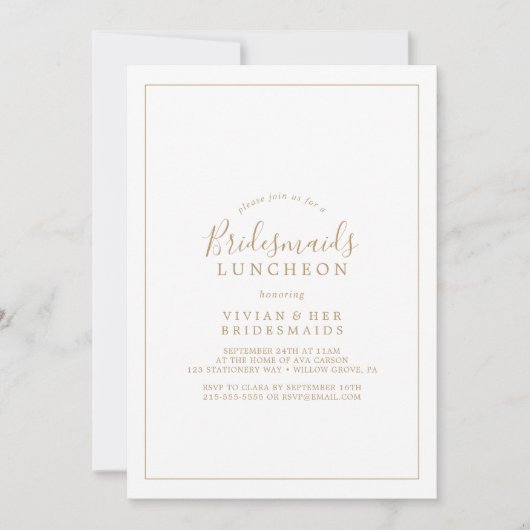 Minimalistisch Gold Bridesmaids Luncheon Einladung (Vorderseite)