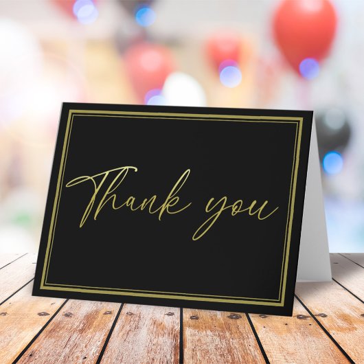 Minimalistisch Gold Calligraphy Black Simple Viele Dankeskarte